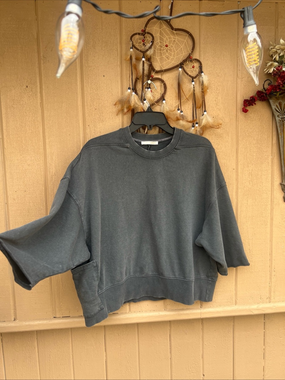 ZARA OVERSIZED WASHED SWEATSHIRT DARK GREY fits S/M/L